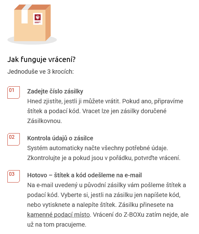 Portál vratek Zásilkovna